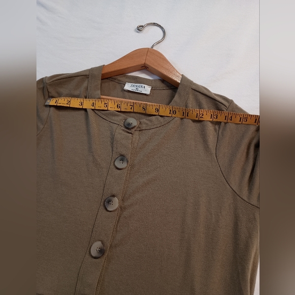 Zenana- Olive Button-Down Dress- Size XL - Picture 8 of 10